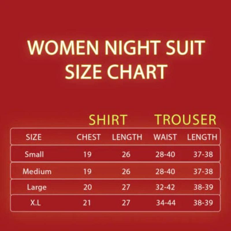 2 Pcs Women's Stitched Jersey Printed Night Suit-Red